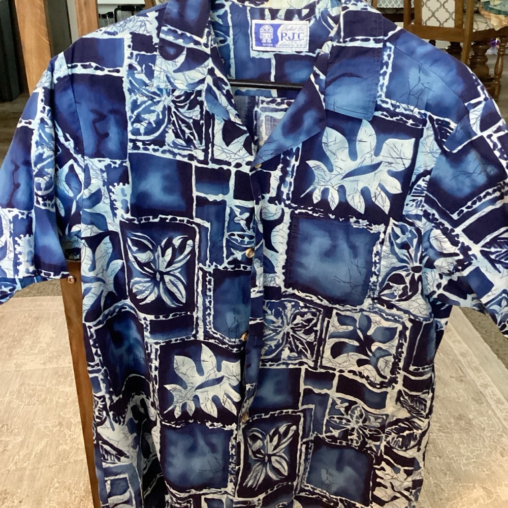 Blue Hawaiian Print Men's Shirt